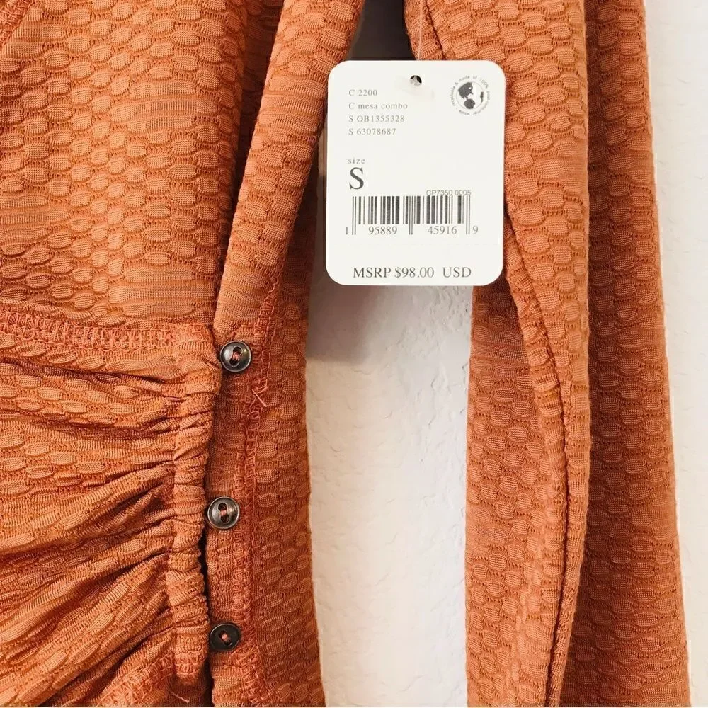New! Free People Penny Top in Mesa Combo Rust Burnt Orange
